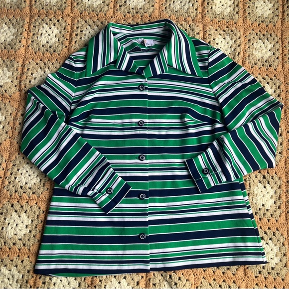 VTG Striped Butte Knit Polyester Top - Picture 2 of 6